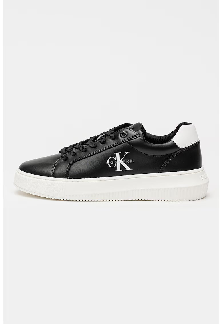 Calvin Klein Jeans Pantofi sport de piele cu logo - Negru