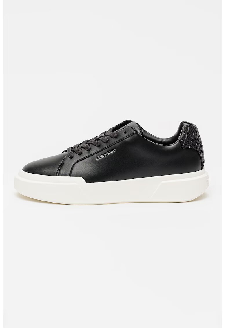Calvin Klein Jeans Pantofi sport de piele cu talpa plata - Negru