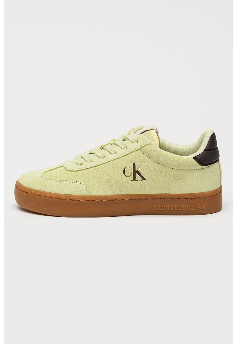 Calvin Klein Jeans Pantofi sport de piele intoarsa cu garnituri de piele - Verde lime