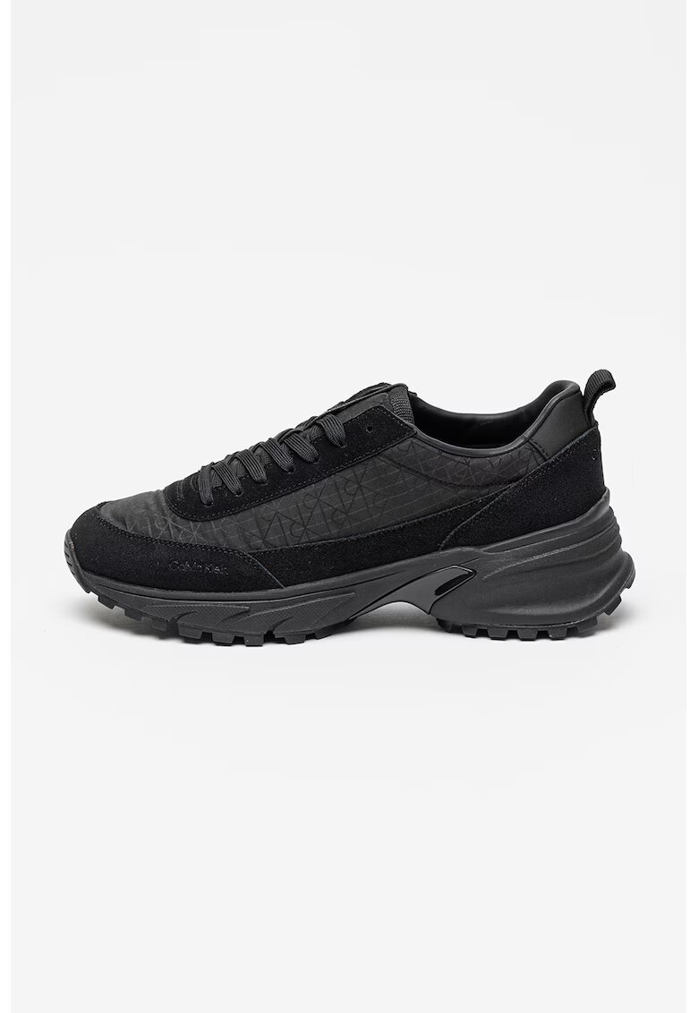 Calvin Klein Jeans Pantofi sport demiwedge cu garnituri de piele intoarsa - Negru/Gri inchis