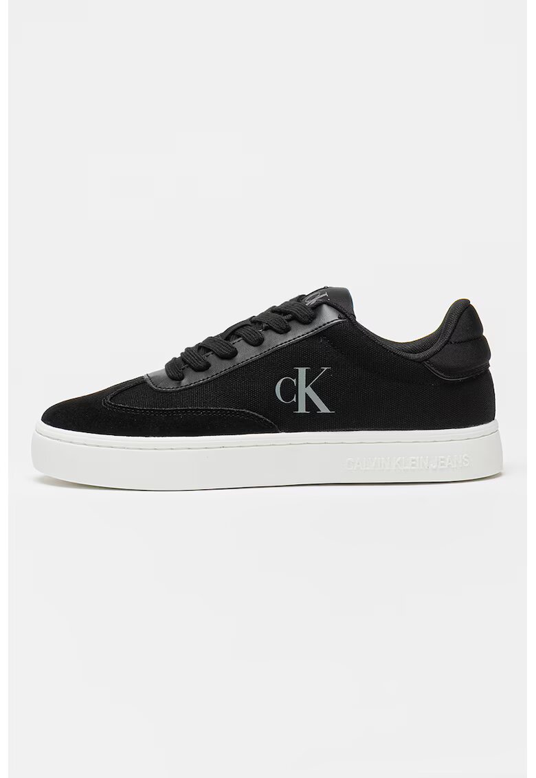 Calvin Klein Jeans Pantofi sport din material textil cu garnituri din piele intoarsa - Negru