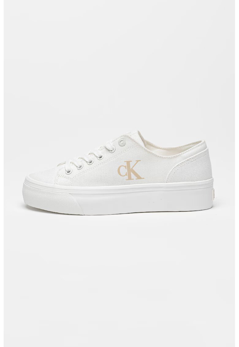 Calvin Klein Jeans Pantofi sport din material textil cu talpa flatform - Alb murdar
