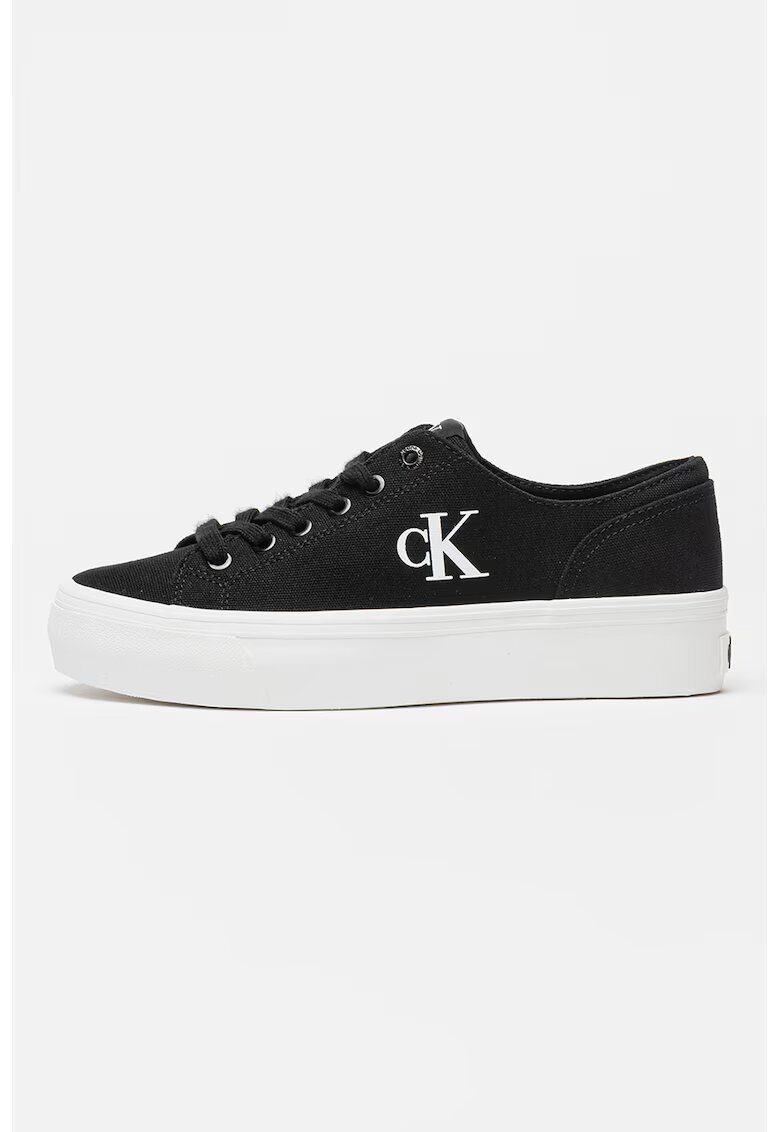 Calvin Klein Jeans Pantofi sport din material textil cu talpa flatform - Alb/Negru