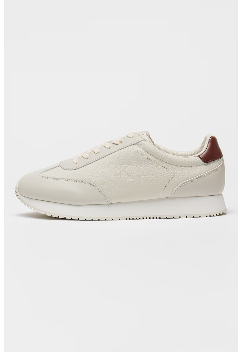 Calvin Klein Jeans Pantofi sport din piele cu garnituri din piele ecologica - Gri deschis