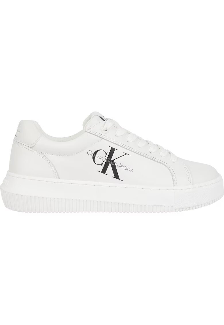 Calvin Klein Jeans Pantofi sport din piele cu logo - Alb