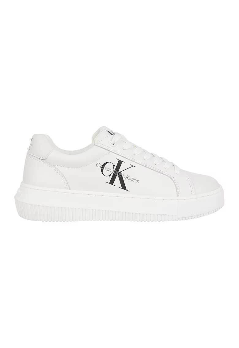 Calvin Klein Jeans Pantofi sport din piele cu logo - Alb murdar
