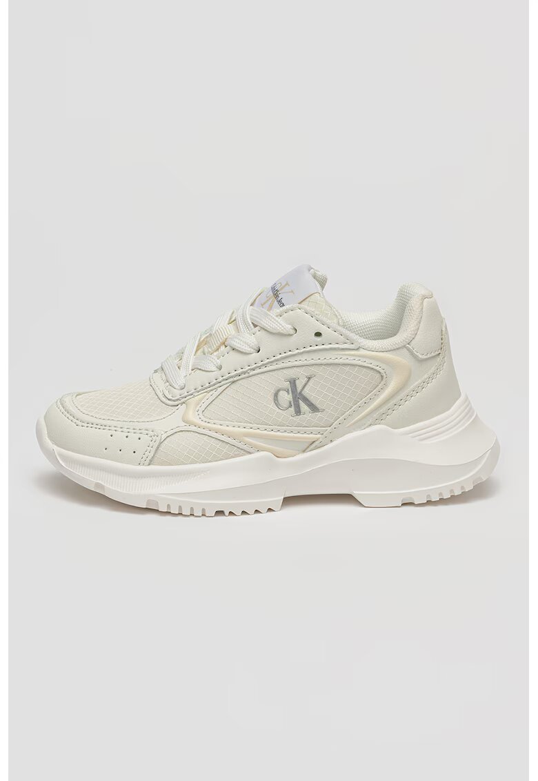 Calvin Klein Jeans Pantofi sport din piele ecologica cu insetii din material textil - Alb murdar