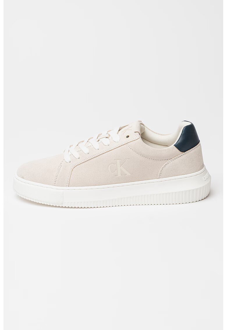 Calvin Klein Jeans Pantofi sport din piele intoarsa cu aspect masiv si talpa cupsole - Maro taupe deschis/Alb murdar