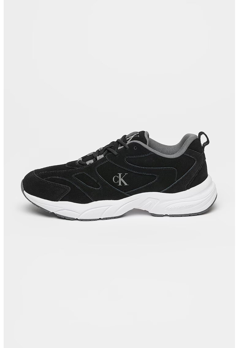 Calvin Klein Jeans Pantofi sport din piele intoarsa cu logo - Negru