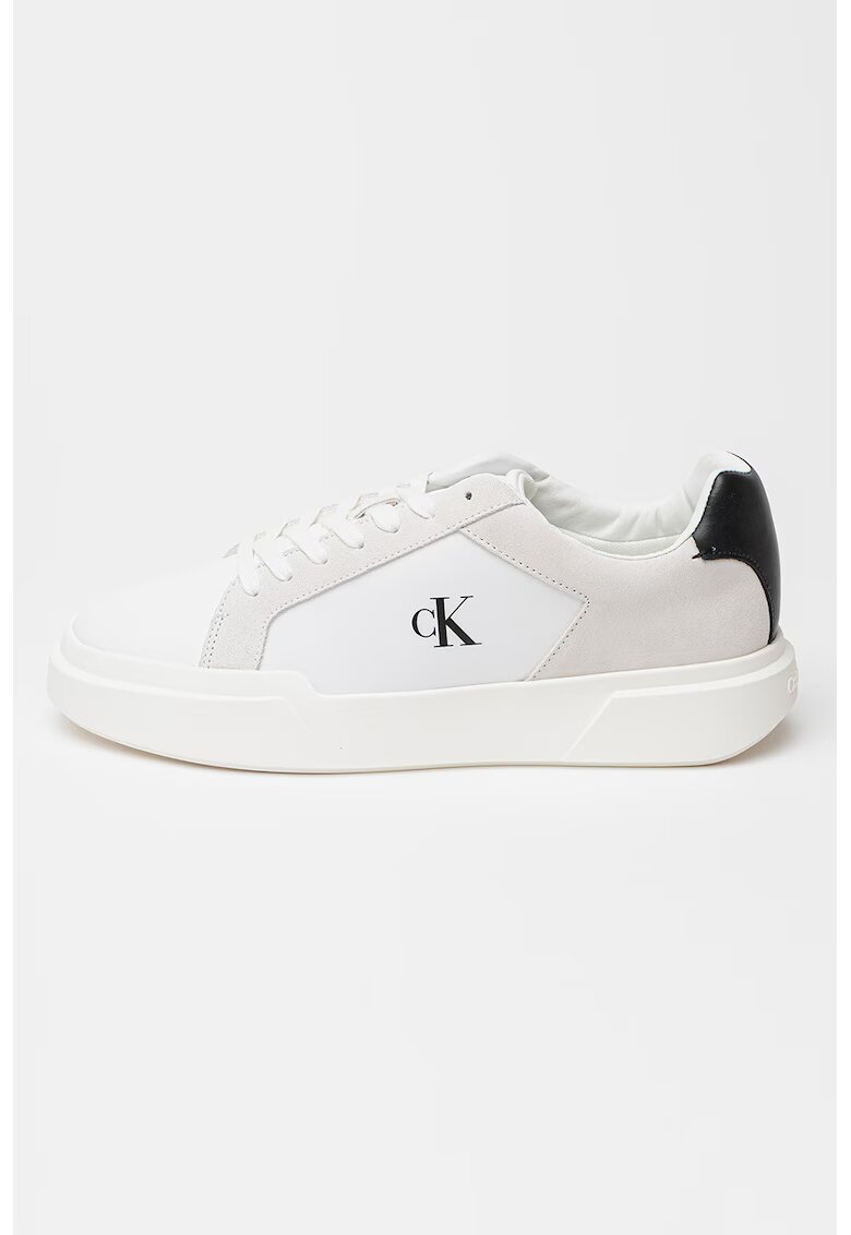 Calvin Klein Jeans Pantofi sport din piele intoarsa si material textil cu logo si aspect masiv - Negru stins/Alb optic