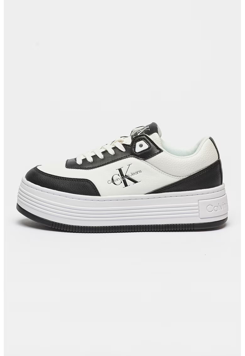 Calvin Klein Jeans Pantofi sport flatform cu detalii de piele - Alb/Negru