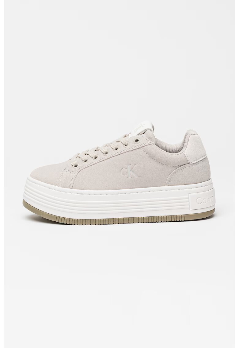 Calvin Klein Jeans Pantofi sport flatform de piele intoarsa - Gri