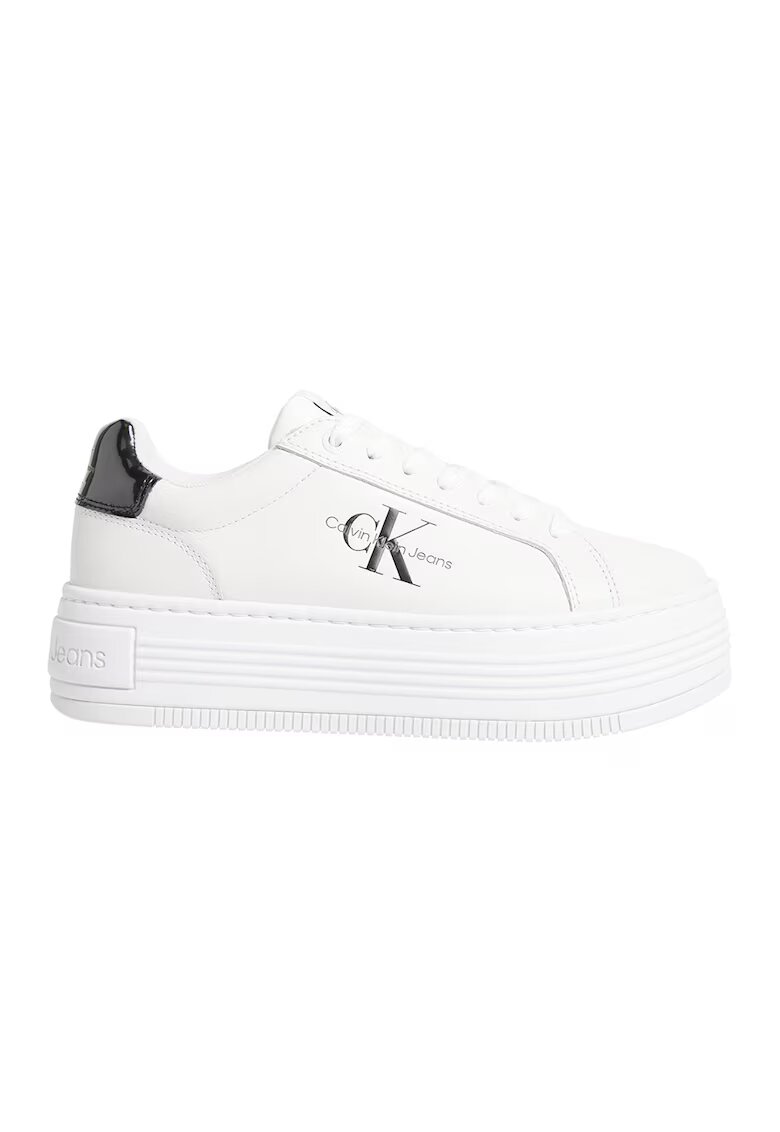 Calvin Klein Jeans Pantofi sport flatform de piele - Negru/Alb optic