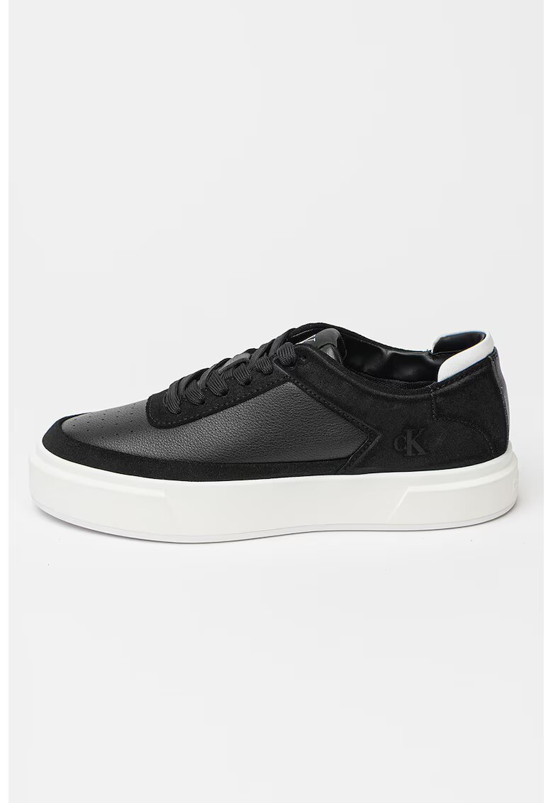 Calvin Klein Jeans Pantofi sport flatform din piele cu logo - Negru/Alb optic