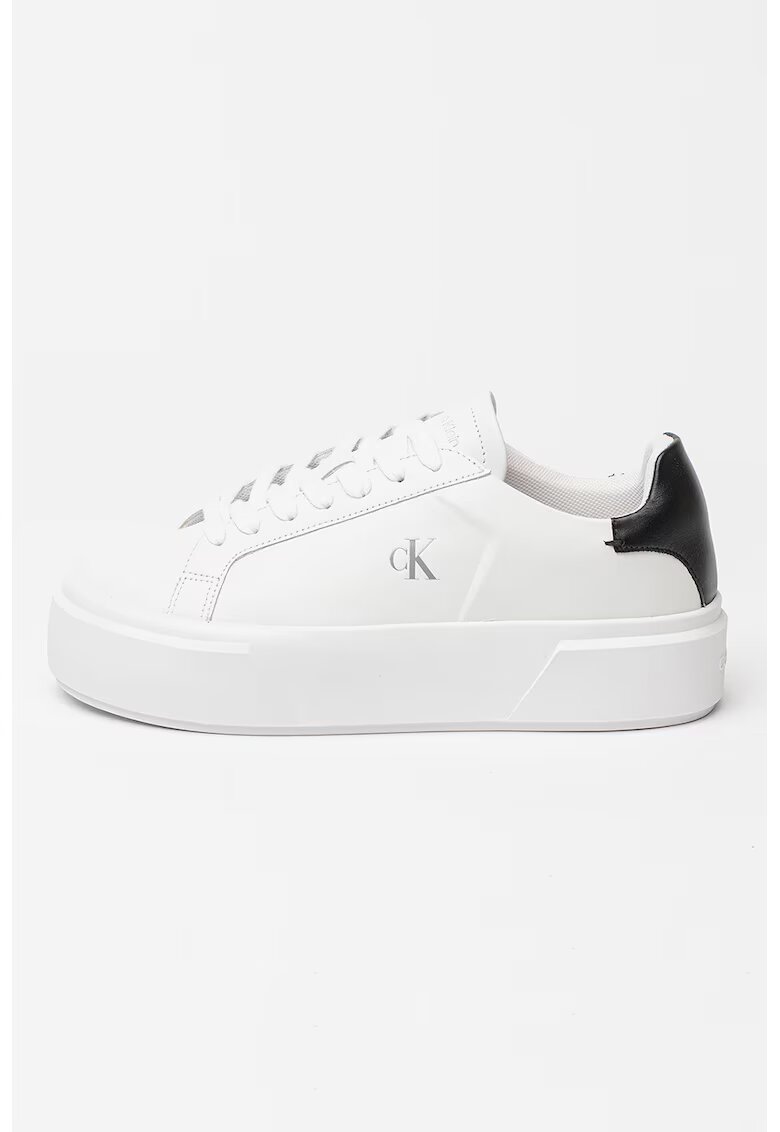 Calvin Klein Jeans Pantofi sport flatform din piele cu logo Sienna - Negru stins/Alb optic