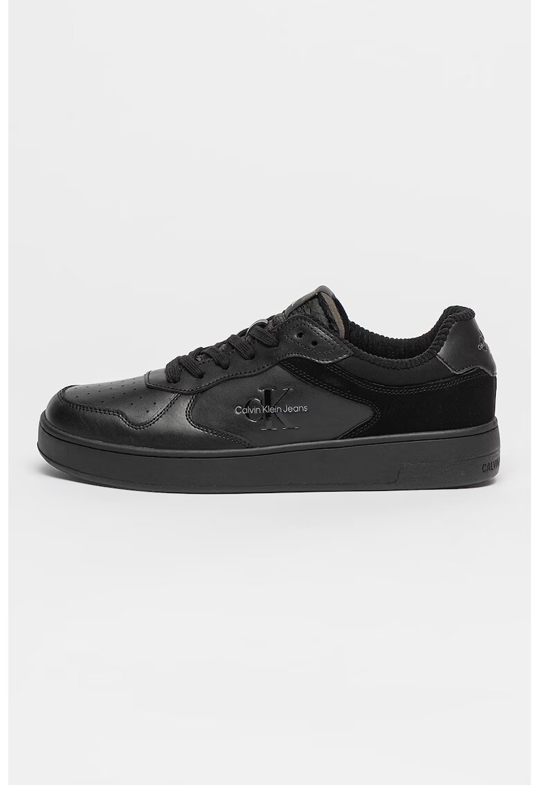Calvin Klein Jeans Pantofi sport low-cut cu garnituri de piele intoarsa - Negru