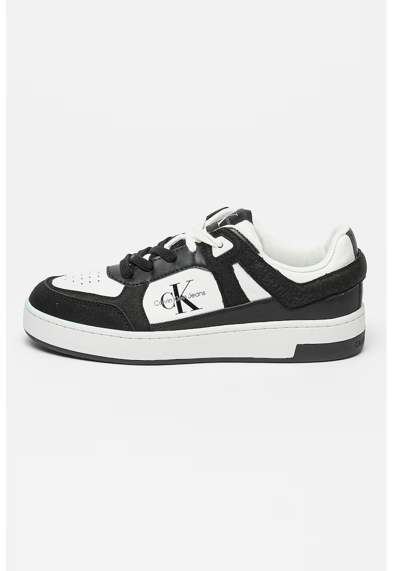 Calvin Klein Jeans Pantofi sport low-cut cu garnituri din piele - Alb/Negru