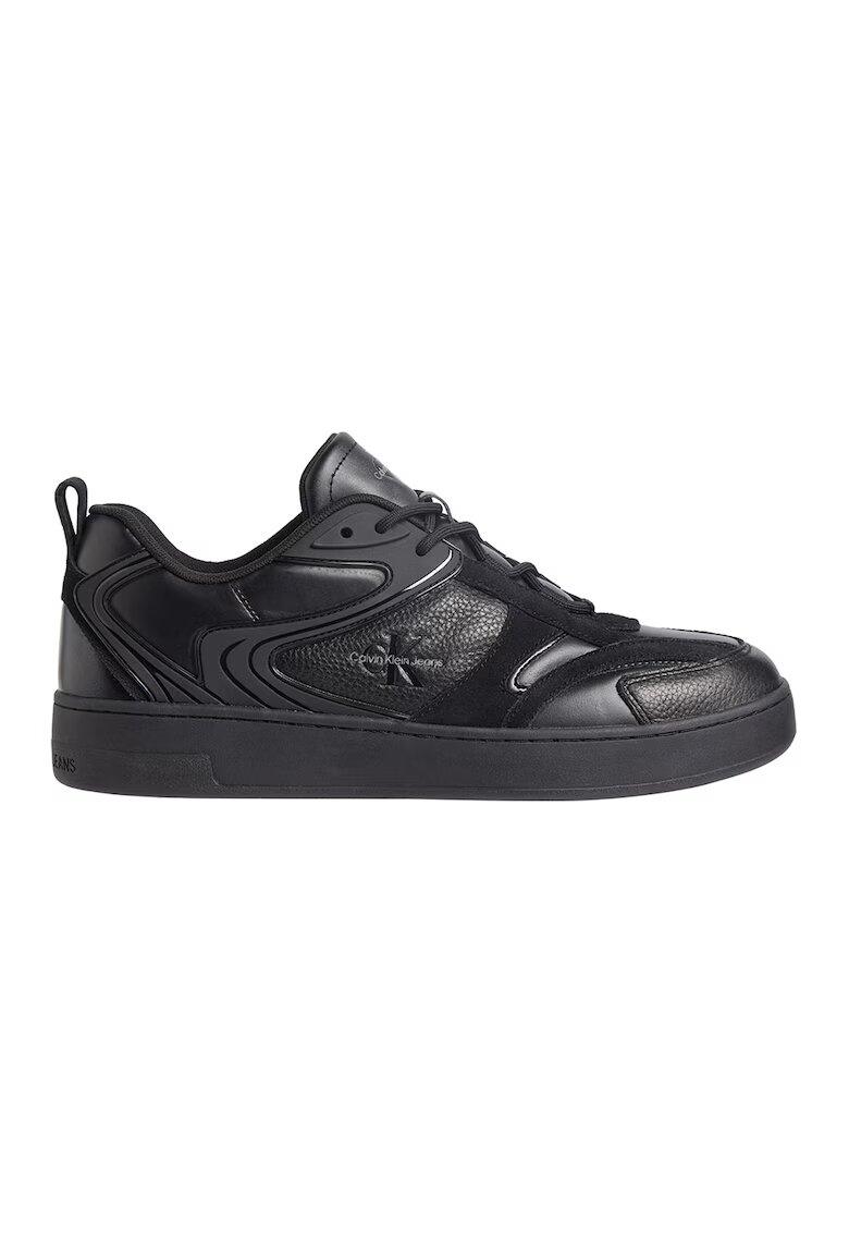 Calvin Klein Jeans Pantofi sport low-cut de piele cu insertii de piele intoarsa - Negru