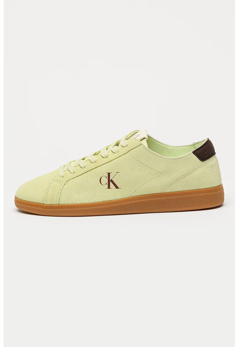 Calvin Klein Jeans Pantofi sport low-cut de piele - Maro/Verde lime
