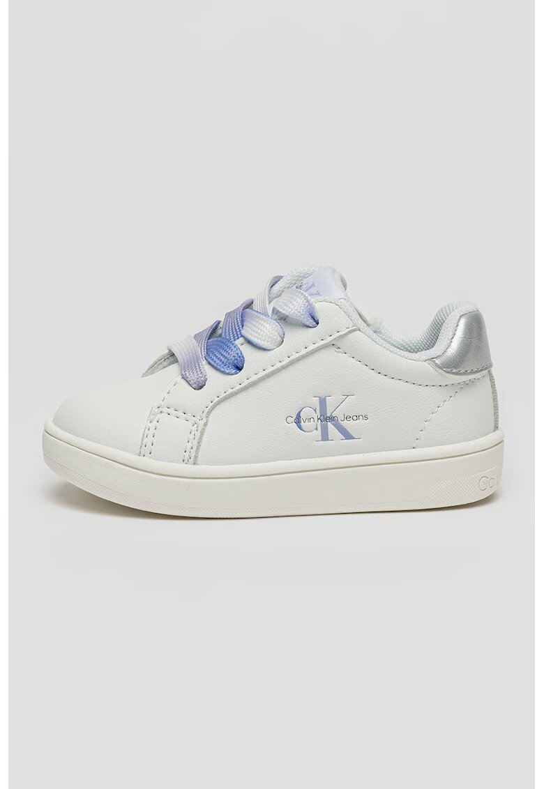 Calvin Klein Jeans Pantofi sport low-cut din piele ecologica - Alb/Argintiu