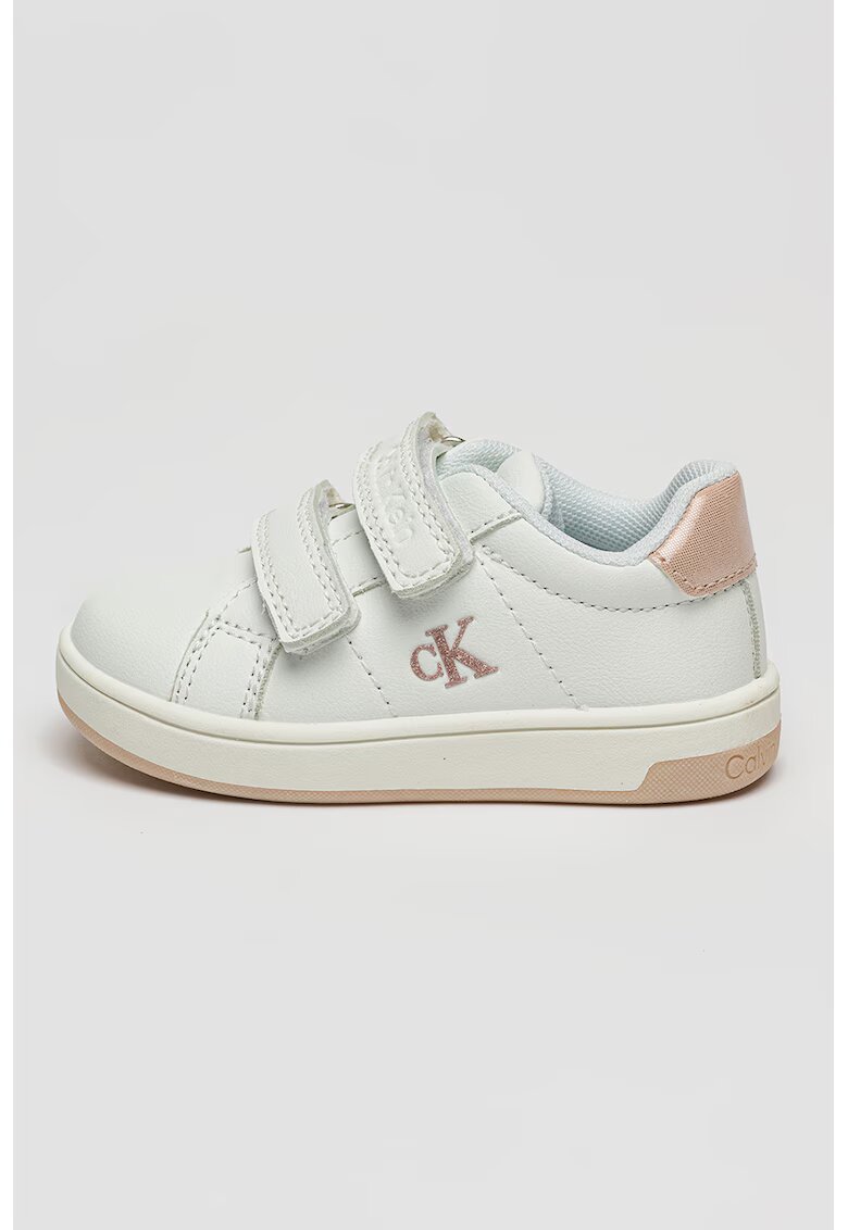 Calvin Klein Jeans Pantofi sport low-cut din piele ecologica cu velcro - Alb/Roz