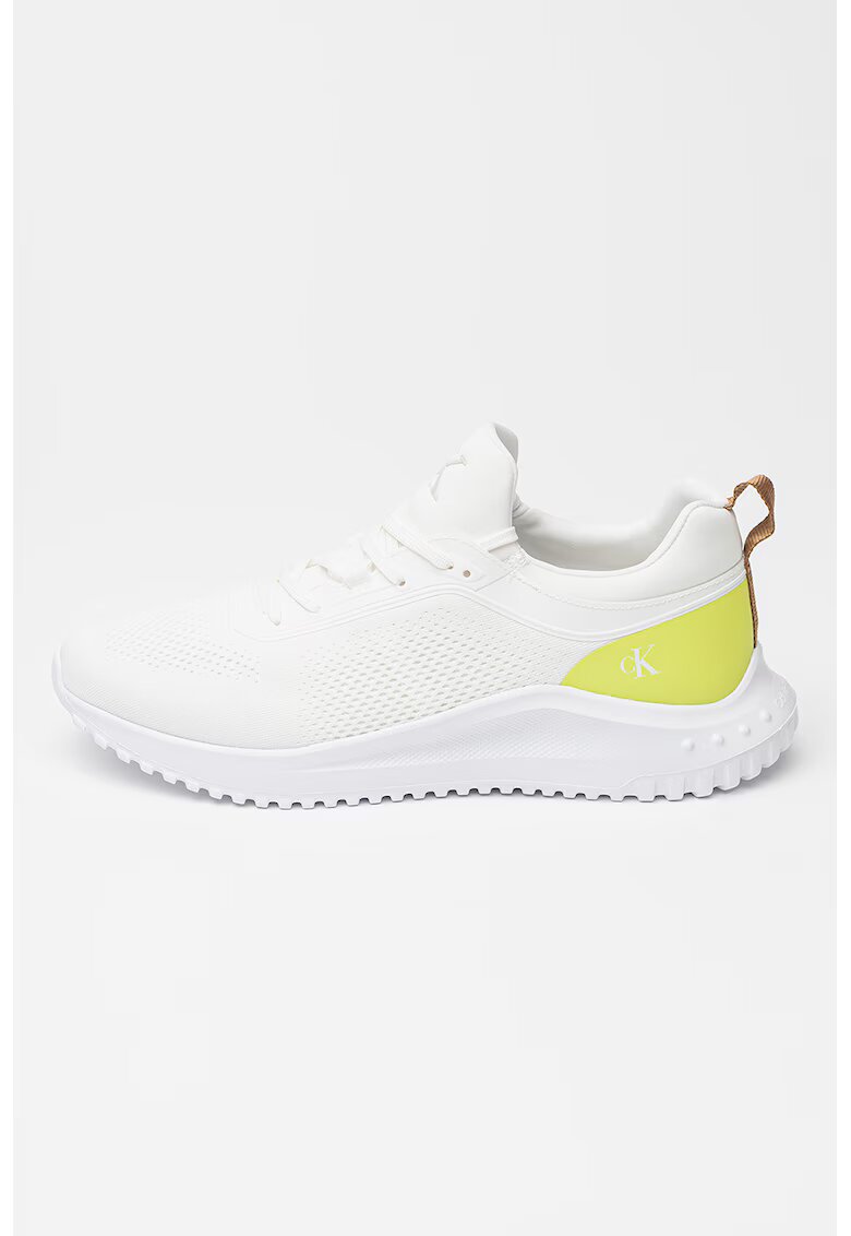 Calvin Klein Jeans Pantofi sport low-cut din plasa - Alb optic/Verde fistic