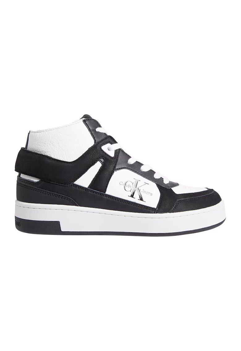 Calvin Klein Jeans Pantofi sport mid-cut de piele - Alb/Negru