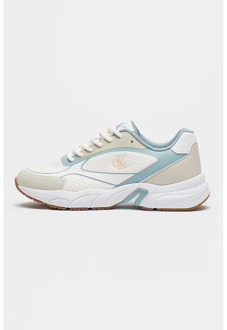 Calvin Klein Jeans Pantofi sport retro - pentru tenis - Alb/Albastru pastel/Grej