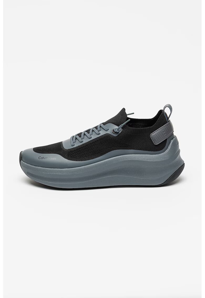 Calvin Klein Jeans Pantofi sport wedge din material textil - Negru/Gri carbune
