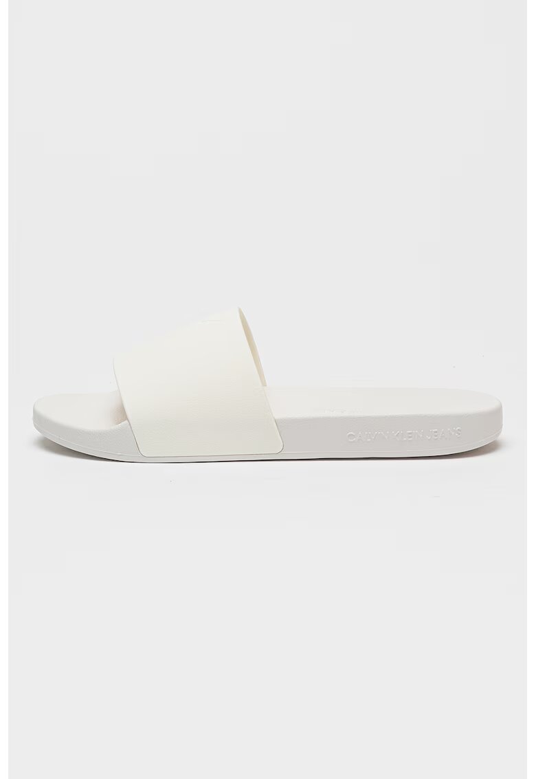Calvin Klein Jeans Papuci cu monograma in relief - Alb optic