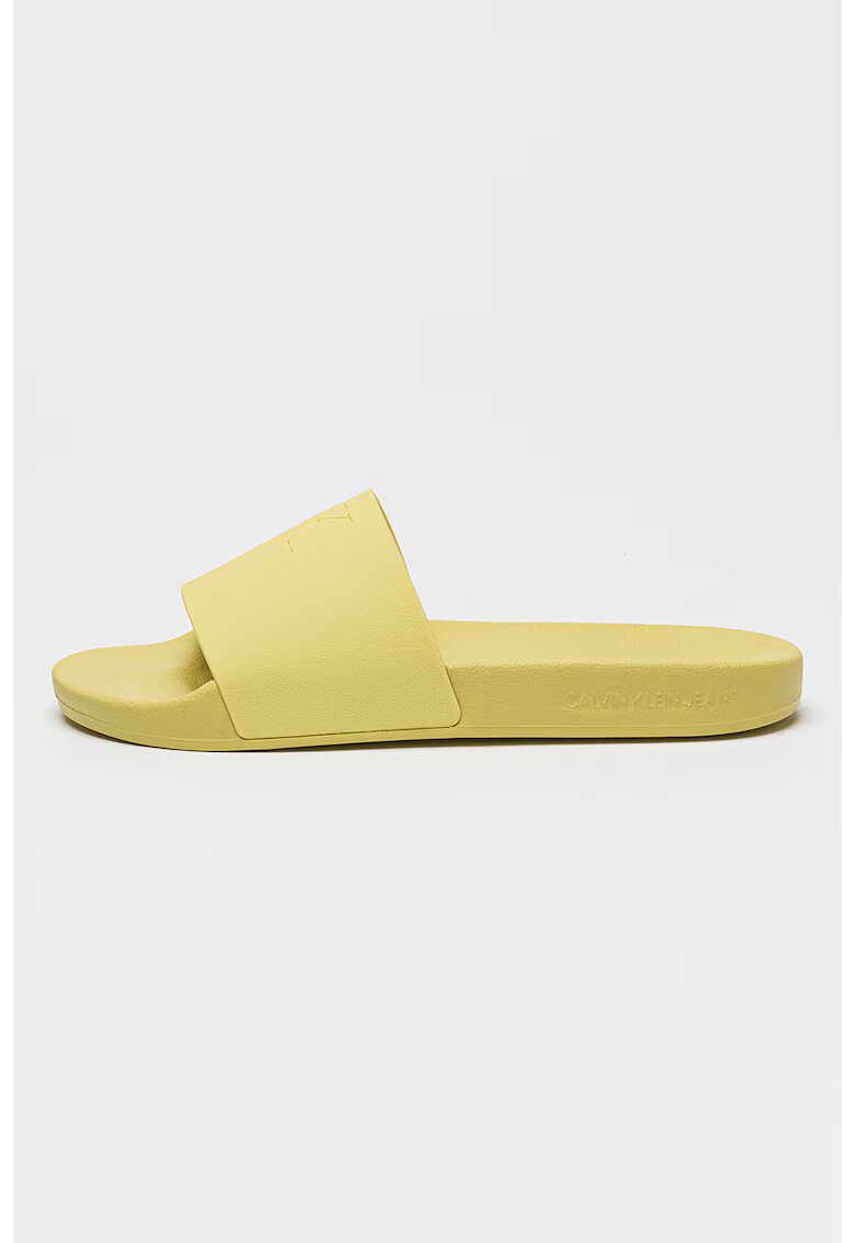 Calvin Klein Jeans Papuci cu monograma in relief - Verde lime