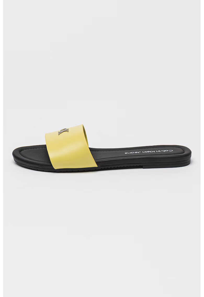Calvin Klein Jeans Papuci cu monograma metalica - Galben