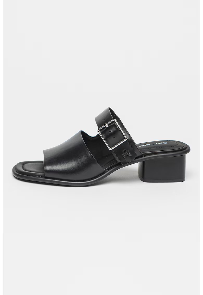 Calvin Klein Jeans Papuci din piele cu toc - Negru