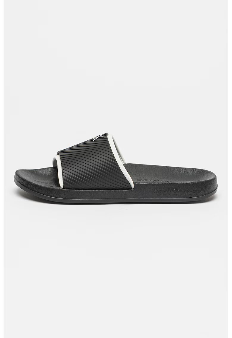 Calvin Klein Jeans Papuci din piele ecologica cu detaliu logo - Negru