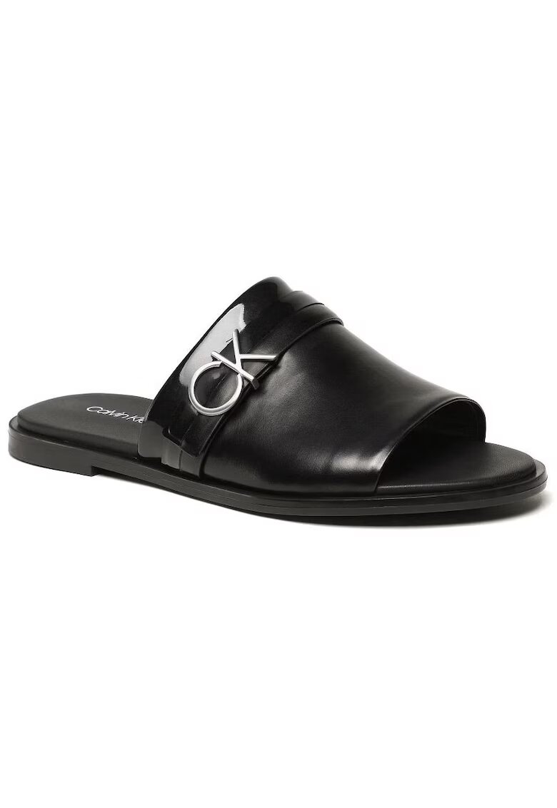 Calvin Klein Jeans Papuci din piele ecologica cu monograma metalica