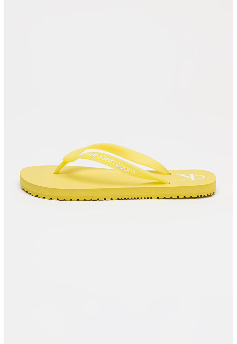 Calvin Klein Jeans Papuci flip-flop cu detaliu logo - Galben pai