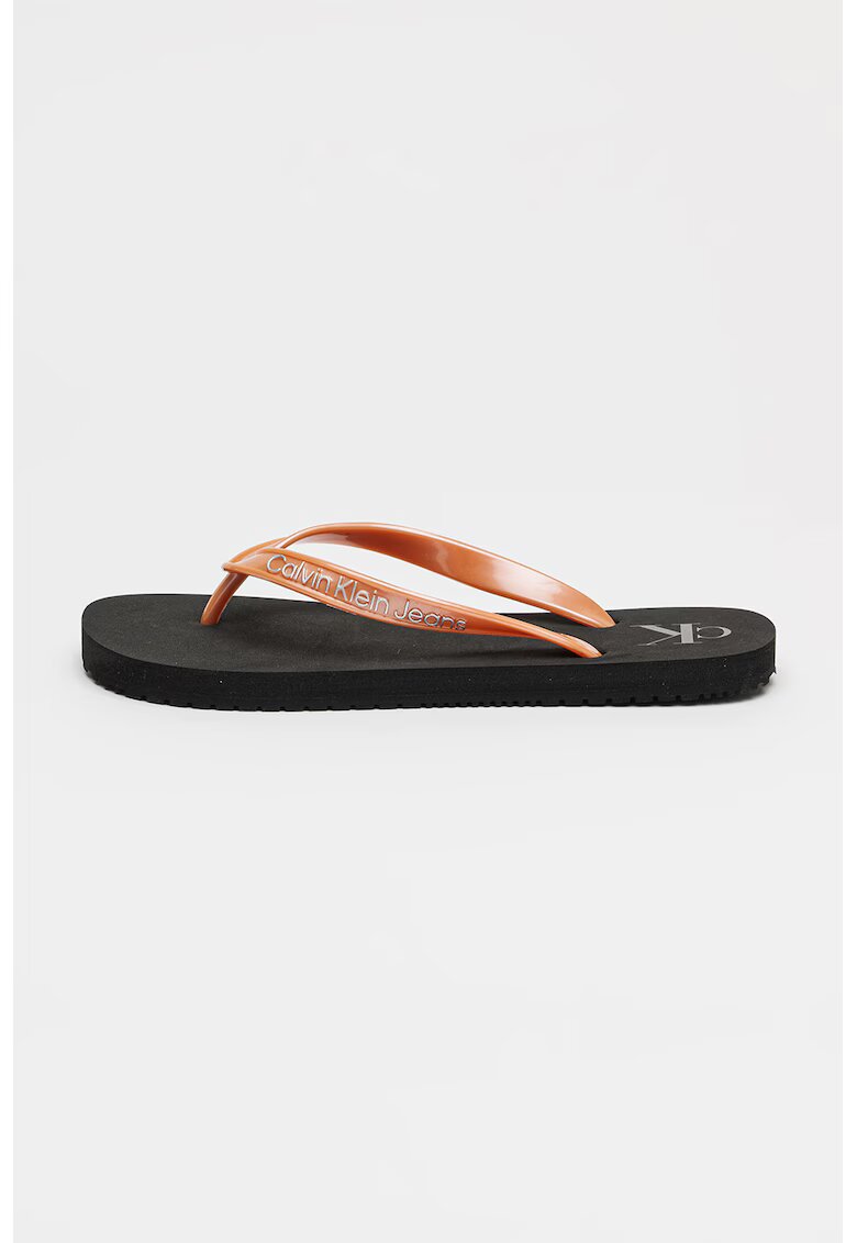 Calvin Klein Jeans Papuci flip-flop cu logo in relief - Portocaliu persan