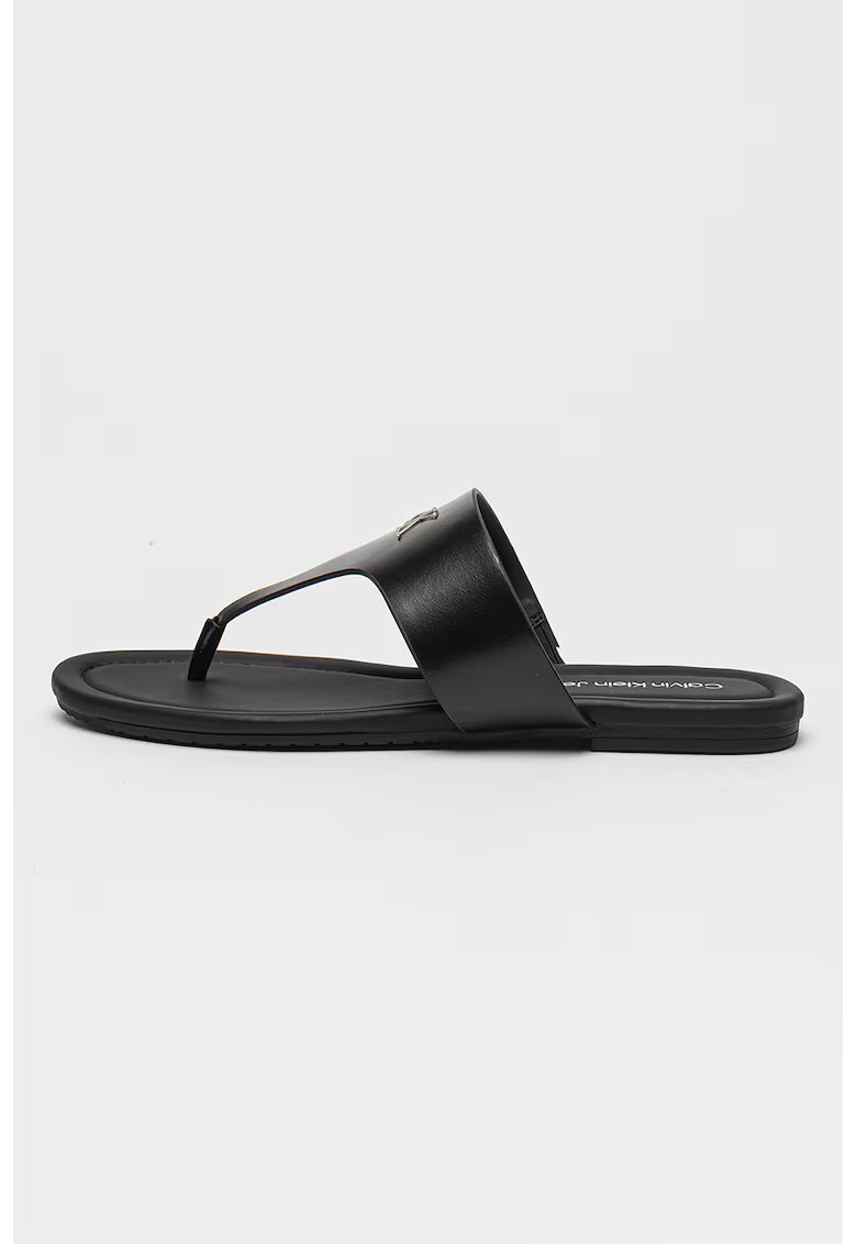 Calvin Klein Jeans Papuci flip-flop cu monograma metalica - Negru