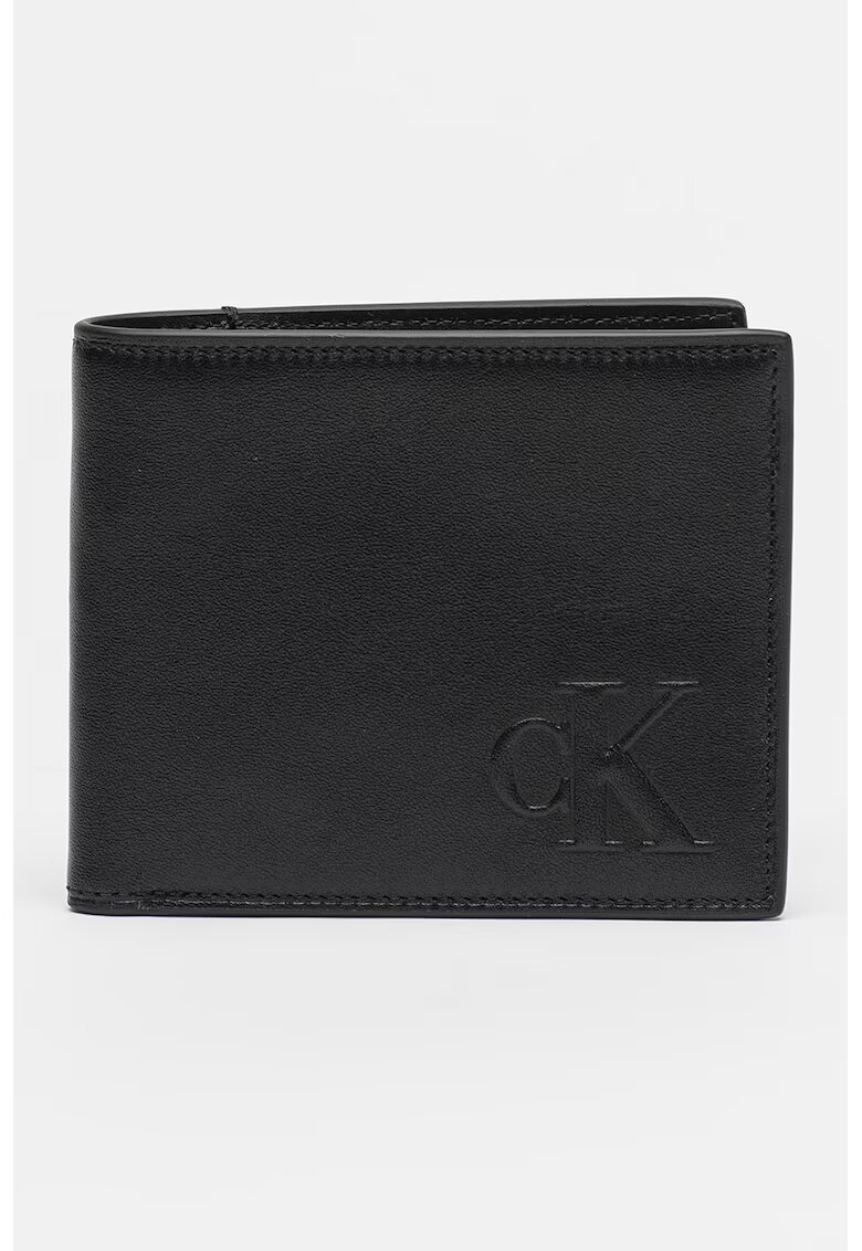 Calvin Klein Jeans Portofel pliabil de piele cu logo in relief - Negru