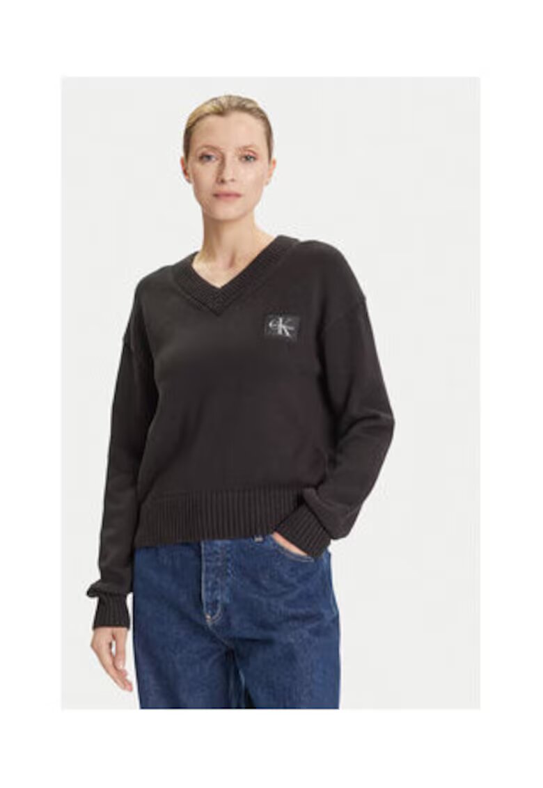 Calvin Klein Jeans Pulover Negru - 100% bumbac - Negru
