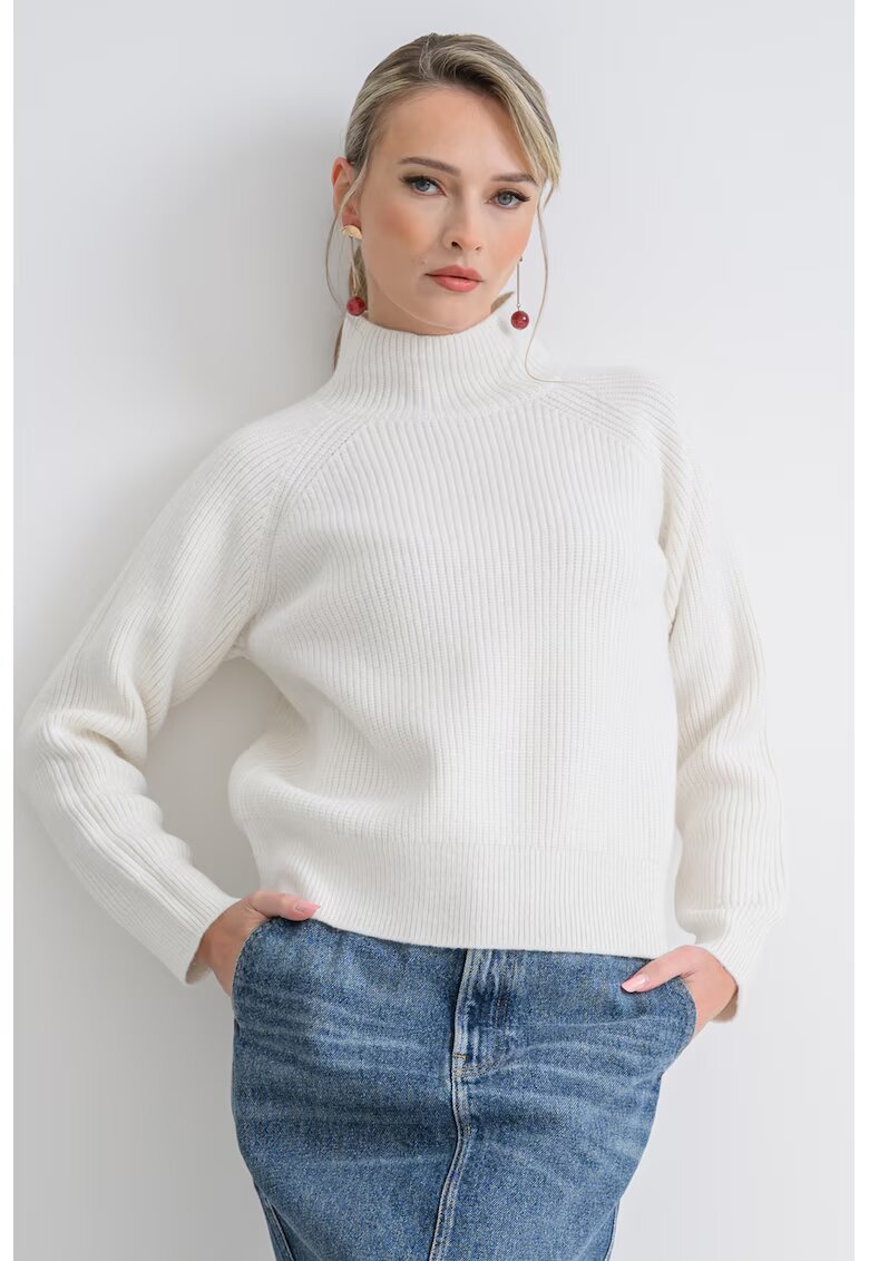 Calvin Klein Jeans Pulover tricotat cu maneci raglan si maneci scurte - Alb