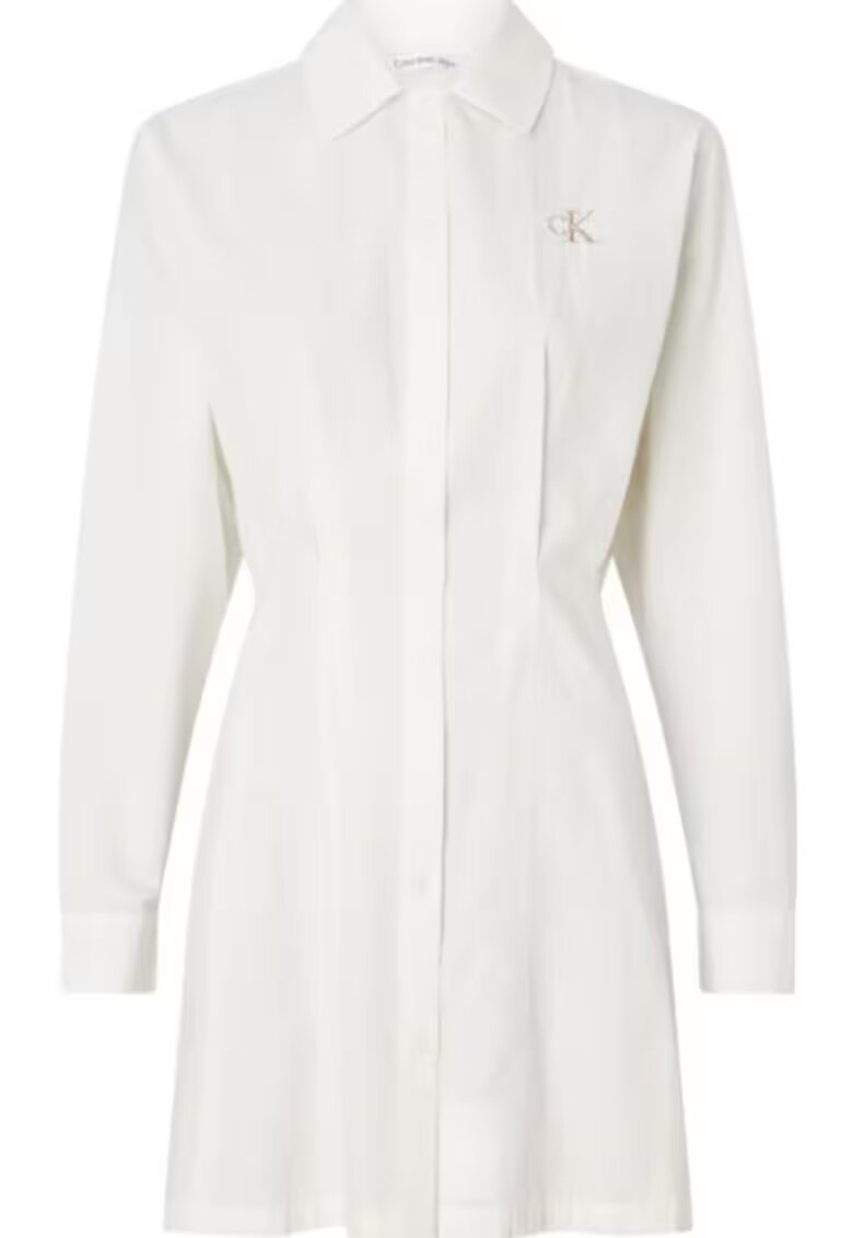 Calvin Klein Jeans Rochie camasa cu lunga - Bumbac - Crem - Alb