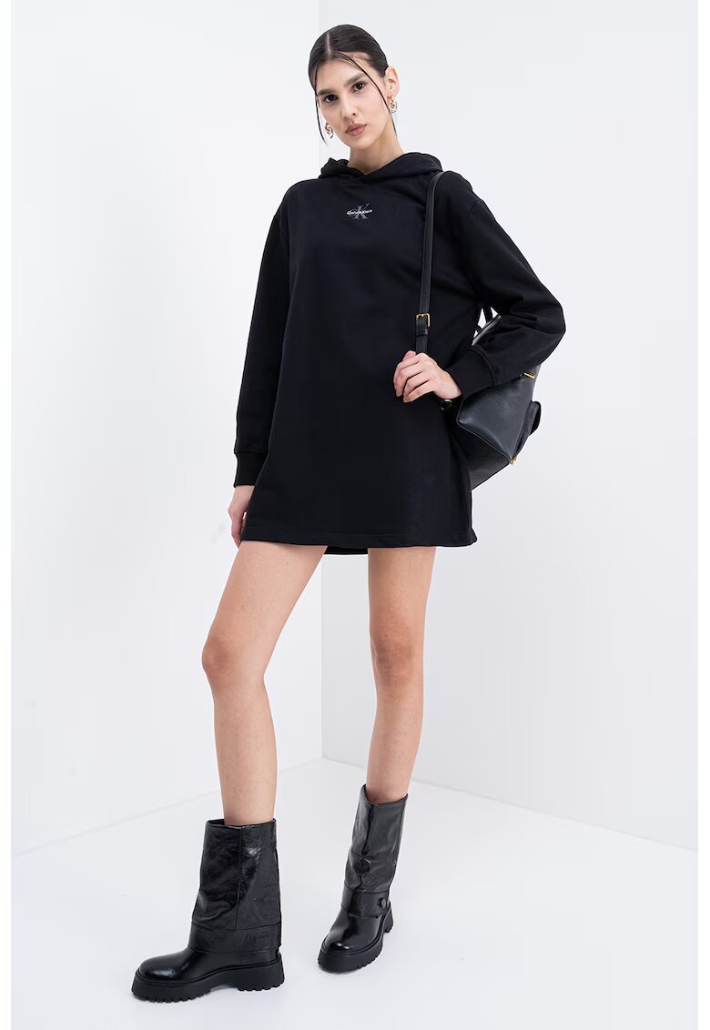 Calvin Klein Jeans Rochie cu gluga si croiala lejera - Negru