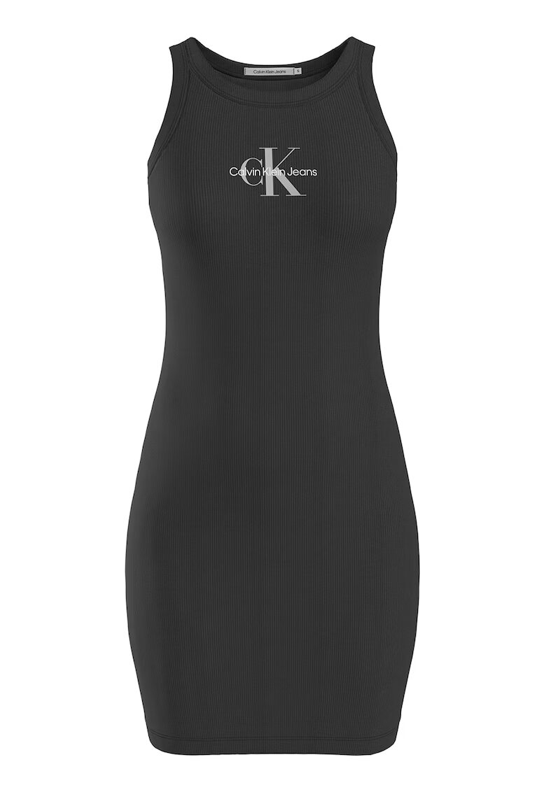 Calvin Klein Jeans Rochie cu striatii in partea de sus si imprimeu logo - Negru