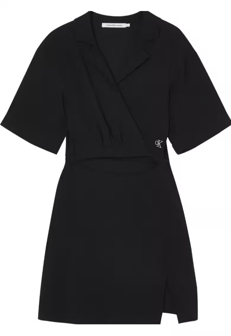 Calvin Klein Jeans Rochie dama - Calvin Klein Wrap Cut Out - Viscoza - Negru - Negru