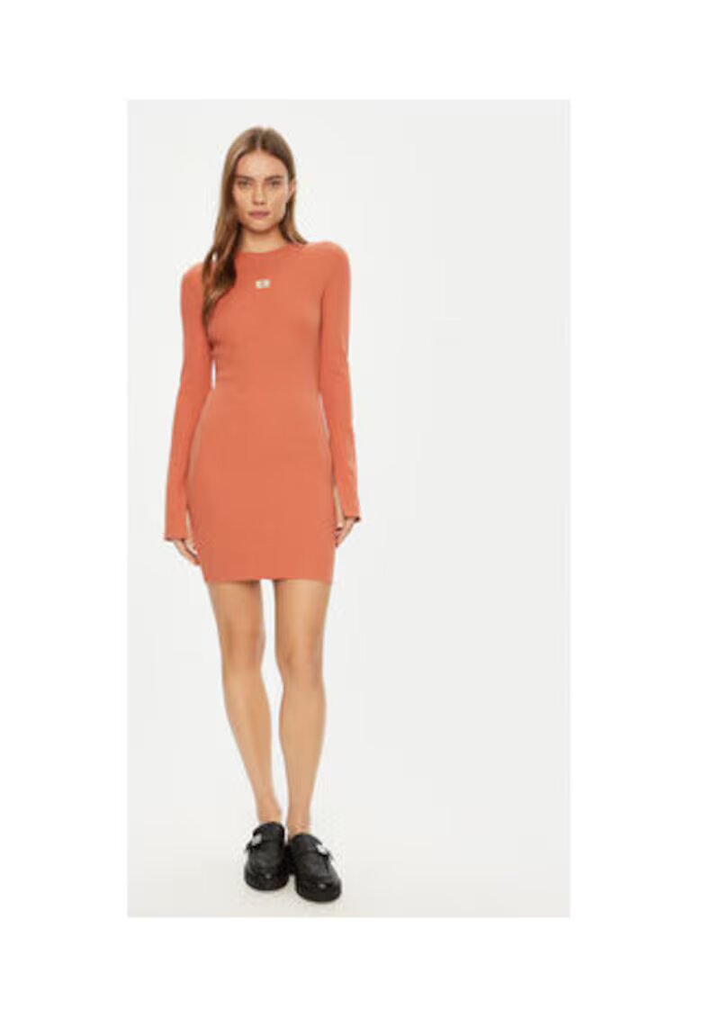 Calvin Klein Jeans Rochie de zi Dama - portocalie - bumbac-elastan -