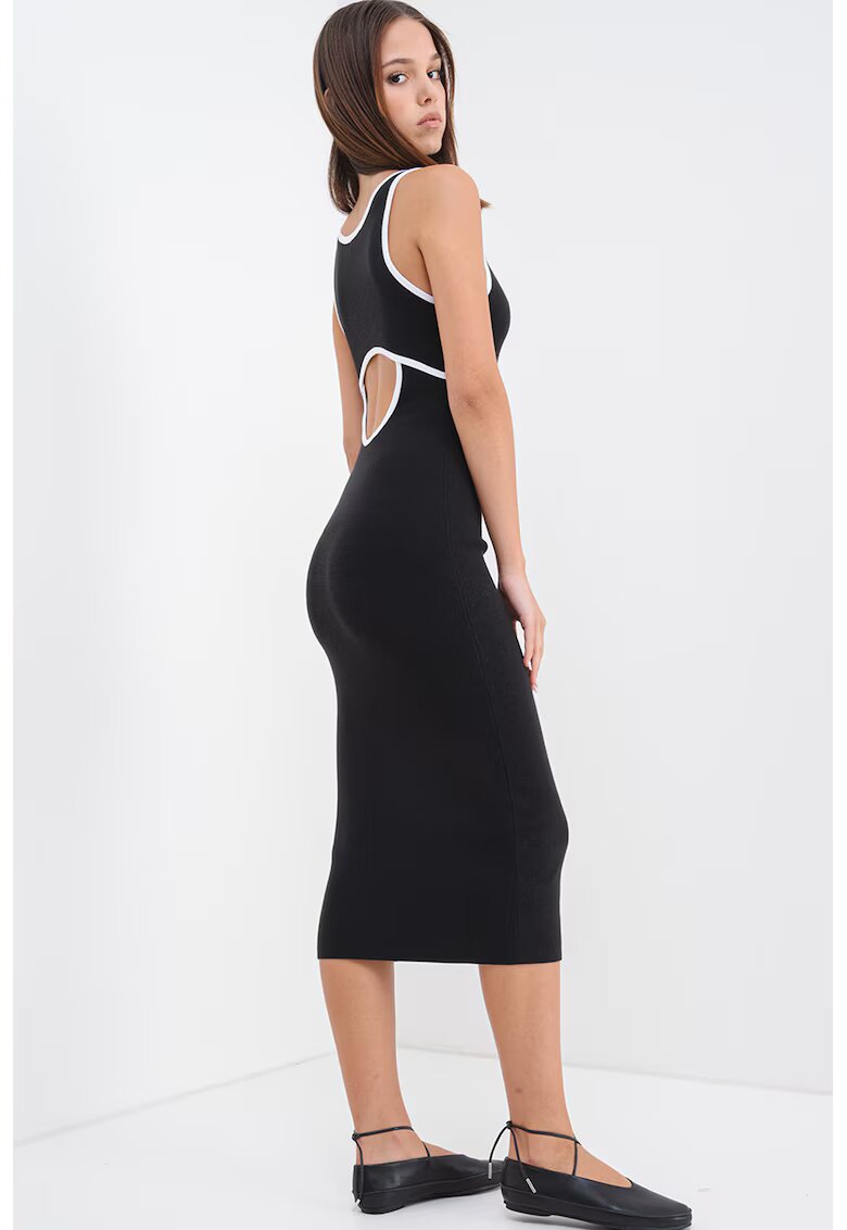 Calvin Klein Jeans Rochie midi cu croiala bodycon - decolteu rotund si decupaj pe partea din spate - Negru