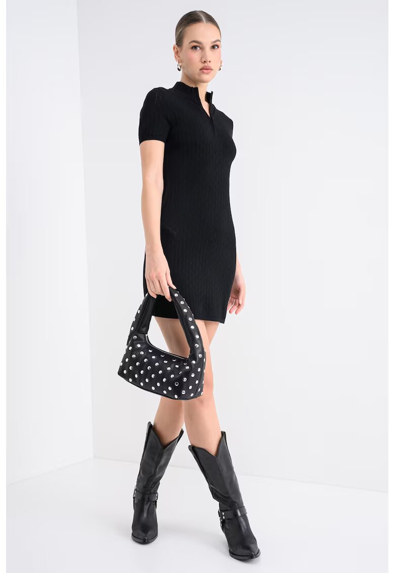 Calvin Klein Jeans Rochie mini cu maneci scurte - Negru