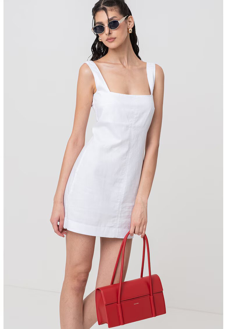 Calvin Klein Jeans Rochie mini de buumbac si in - Alb optic