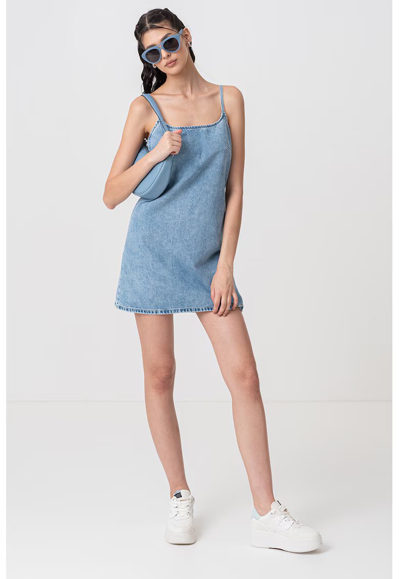 Calvin Klein Jeans Rochie scurta de denim cu fermoar - Albastru deschis